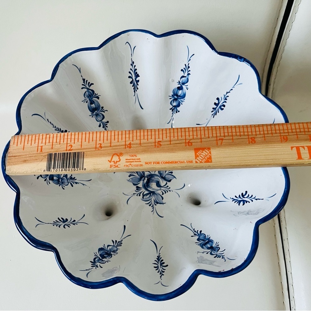 Hand Painted Footed Blue/white Ceramic Bowl Portuguese - Picture 3 of 11